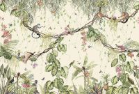 Фреска Ortograf Miracle 33868 Фактура флок FLK Флизелин (4*2,75) Бежевый/Разноцветный, Листья/Животные/Птицы — фото 2, Фрески