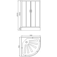Душевой уголок Ceruttispa Viva 90х90 VIVA90B 8413 профиль Черный стекло прозрачное — фото 2, Душевые уголки четверть круга
