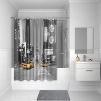 Шторка для ванны Iddis Basic 200x180 B24P218i11 Черная Белая — фото 1, Аксессуары для туалета