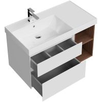 Товар: Тумба под раковину Kerama Marazzi Cubo 90 L CUB.90.2Lh\WHTM.N подвесная Белая матовая Структурированный орех - фото 3 Тумба под раковину Kerama Marazzi Cubo 90 L CUB.90.2Lh\WHTM.N подвесная Белая матовая Структурированный орех — фото 3, Мебель для ванной