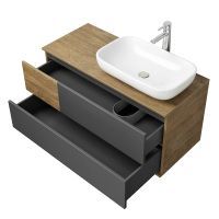 Тумба с раковиной Aquaton Терра 105 1A2469K2TEKA0 подвесная Дуб кантри Антрацит — фото 3, Тумбы с раковиной