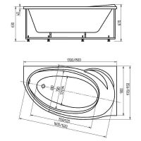 Акриловая ванна Aquatek Бетта 160x97 L BET160-0000006 с гидромассажем с фронтальной панелью с каркасом (разборный) со слив-переливом — фото 4, Акриловые ванны