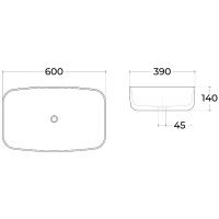 Раковина-чаша Sintesi 60 SIN-LVB-APP-405 Белая — фото 2, Раковины накладные