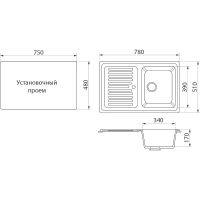 Кухонная мойка Domaci Бьелла DMC-78 GWS-78-328 Бежевая — фото 4, Кухонные мойки