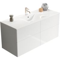 Тумба c раковиной SanVit Лира 120 klira2120 в цвете Ral подвесная Белая глянцевая — фото 1, Тумбы с раковиной