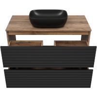 Тумба под раковину Brevita Dakota 100 DAK-07100-19/02-2Я Черный кварц Дуб Галифакс олово — фото 4, Мебель для ванной