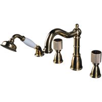 Смеситель на борт ванны Boheme Royal Cristal 395-Royal/CRST black Золото — фото 1, Смесители