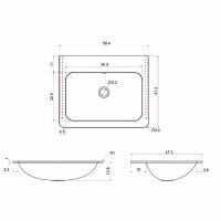 Товар: Раковина Vincea 60 VCB-2VP600G Серая - фото 2 Раковина Vincea 60 VCB-2VP600G Серая — фото 2, Раковины встраиваемые сверху
