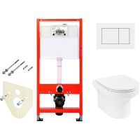 Комплект унитаза Jacob Delafon Elite EDX114RU-00 с инсталляцией Tece Base 9400413 с сиденьем Микролифт и Белой клавишей смыва — фото 1, Комплекты унитаз + инсталляция