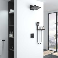 Товар: Душевая система Vincea Inspire VSFW-3I21MT4RMB с термостатом Черная матовая - фото 2 Душевая система Vincea Inspire VSFW-3I21MT4RMB с термостатом Черная матовая — фото 2, Встраиваемые душевые комплекты