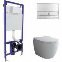 Комплект унитаза с инсталляцией Berges Novum 043205 с сиденьем Микролифт и клавишей смыва Хром глянец — фото 1, Комплекты унитаз + инсталляция