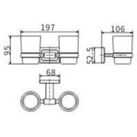 Стакан для зубных щеток CeramaLux Gamma 12303 двойной Хром — фото 2, Мыльницы