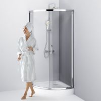 Душевой уголок AM.PM Like Solo Slide 90x90 W83G-315-090CT профиль Хром глянцевый стекло прозрачное — фото 6, Душевые уголки четверть круга