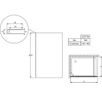 Душевая стенка Jacob Delafon Contra 80 E22FT80-BL профиль Черный матовый стекло прозрачное — фото 3, Боковые стенки