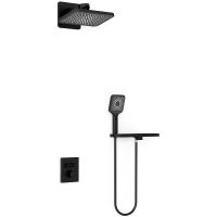 Душевая система Vincea Inspire VSFW-3I21MT4RMB с термостатом Черная матовая — фото 1, Встраиваемые душевые комплекты