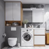 Зеркальный шкаф Aquaton Лондри 120 1A267402LH010 Белый глянцевый — фото 3, Мебель для ванной