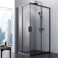 Душевой уголок AM.PM Gem S 120х90 W93G-404-120290-BT профиль Черный матовый стекло прозрачное — фото 1, Прямоугольные душевые уголки