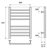Электрический полотенцесушитель Point Аврора PN10156SE П8 500x600 левый/правый Хром — фото 4, Электрические полотенцесушители
