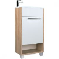 Тумба с раковиной 1MarKa Lira 40Н L У85922 Дуб сонома Белый глянец — фото 1, Тумбы с раковиной