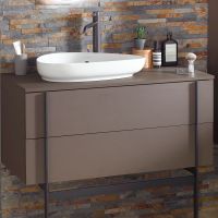 Тумба под раковину Jacob Delafon Nouvelle Vague 120 подвесная Коричневая кожа арт-EB3041-NR2 — фото 2, Тумбы под раковину