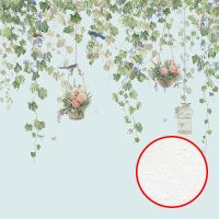 Фреска Ortograf Aurora 34102 Фактура бархат FX Флизелин (5*3) Голубой/Зеленый, Цветы/Птицы — фото 1, Фрески