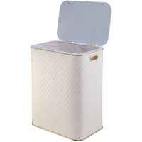 Корзина для белья Geralis CLG-S Ромб Бежевая светлая, кант Золото, большая — фото 2, Корзины для белья