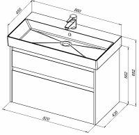 Тумба под раковину Aquanet Nova Lite 85 249937 подвесная Дуб рошелье — фото 8, Тумбы под раковину