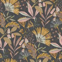 Обои Grandeco Ciara A 63803 Винил на флизелине (0,53*10,05) Черный/Разноцветный, Листья/Цветы — фото 1, Обои для стен