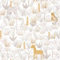 Обои детские Casadeco Rose Nino 85641618 Винил на флизелине (0,53*10,05) Серый, Животные/Листья — фото 1, Обои для стен