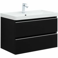 Тумба под раковину Aquanet Вега 80 329597 подвесная Черная матовая — фото 1, Мебель для ванной