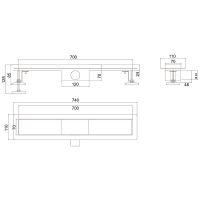 Душевой лоток Ростовская Мануфактура Сантехники РМС ТЛ-03-70х7 с решеткой Нержавеющая сталь — фото 6, Душевые лотки