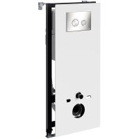 Инсталляция WasserKRAFT Abens 20TLT.010.ME.WH.BN01 для унитаза Белое стекло с клавишей смыва Никель — фото 2, Инсталляции для унитазов