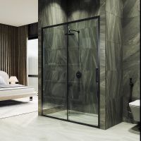 Душевая дверь Maybah Glass MGD-1277-6 1500x1950 раздвижная профиль Черный стекло прозрачное — фото 1, Душевые двери в нишу