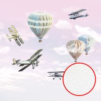 Фреска детская Ortograf Для самых маленьких 32906 Фактура бархат FX Флизелин (2,7*2,7) Розовый/Разноцветный, Самолеты/Воздушные шары — фото 1, Фрески