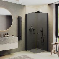 Душевой уголок Maybah Glass MGY-1296-6 800x800x1980 на монопетлях Черный стекло графитовое — фото 1, Душевые уголки