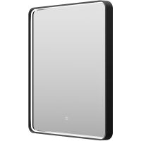 Зеркало Brevita Mercury 60 MER-Rett6-060/80-black с подсветкой Черное матовое с сенсорным выключателем — фото 1, Зеркала в ванную комнату