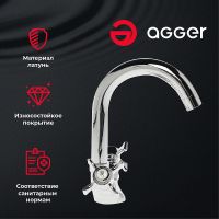 Товар: Смеситель для раковины Agger Retro-X A1701100 Хром - фото 9 Смеситель для раковины Agger Retro-X A1701100 Хром — фото 9, Смесители