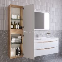 Товар: Шкаф пенал Iddis Cloud 40 CLO40Y0i97 подвесной Белый матовый Дуб золотистый - фото 4 Шкаф пенал Iddis Cloud 40 CLO40Y0i97 подвесной Белый матовый Дуб золотистый — фото 4, Мебель для ванной