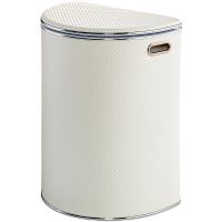 Корзина для белья Geralis PWH-O Punto Белая, кант Хром, полукруглая — фото 1, Корзины для белья