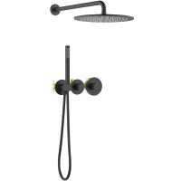 Душевая система Timo Saona SX-2359/03SM с термостатом Черная матовая — фото 1, Встраиваемые душевые комплекты