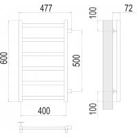 Водяной полотенцесушитель Terminus Аврора П6 400х600 бп500 4670078529862 Хром, боковое подключение, G 1" НР — фото 4, Водяные полотенцесушители