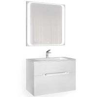 Тумба под раковину Jorno Modul 80 Mоl.01.77/P/W подвесная Белый глянец — фото 13, Тумбы под раковину