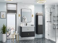 Тумба с раковиной Brevita 50 Shades of Grey Кристиан 80 УТ000014240 подвесная Черная матовая Серая матовая — фото 9, Мебель для ванной