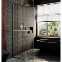 Душевая перегородка Maybah Glass MGD-727-5у 790x1950 в узком профиле Хром матовый стекло бронзовое — фото 1, Душевые перегородки