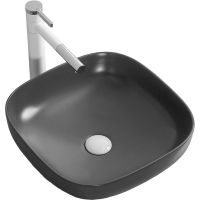 Раковина-чаша Ceruttispa CR2677 СТ9536 черная матовая 42 см / фарфор / накладная / без перелива — фото 1, Раковины накладные