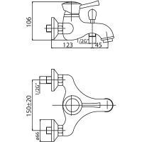Смеситель для ванны Cezares Giubileo-VM-02 Бронза — фото 3, Смеситель для ванны