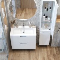 Товар: Шкаф пенал Creto Bravo 35 22-BrW35 подвесной с бельевой корзиной Белый глянцевый - фото 6 Шкаф пенал Creto Bravo 35 22-BrW35 подвесной с бельевой корзиной Белый глянцевый — фото 6, Пеналы для ванной комнаты