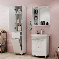 Зеркало со шкафом Volna Adel 60 L zsADEL60.L-01 с подсветкой Белое — фото 7, Зеркальные шкафы в ванную