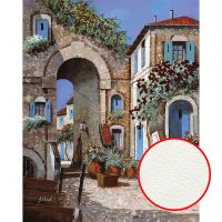 Фреска Ortograf Городской пейзаж живопись 11735 Фактура флок FLK Флизелин (2,2*2,7) Серый/Голубой, Город/Цветы/Живопись — фото 1, Фрески