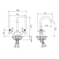 Смеситель для раковины WesnaArt Rassvet RAS02-230 Хром — фото 3, Смесители для раковины